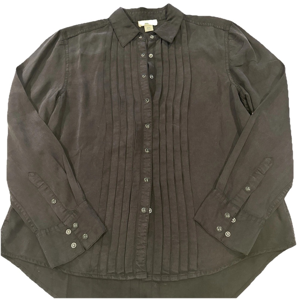 Sundance Tessa P XS Pintuck Pleated Button Down Shirt Tuxedo Boho Minimalist
